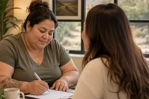 Insurance-Verification-Patient-Completing-Admissions-Paperwork-at-Anchor-Behavioral-Health-New-Mexico